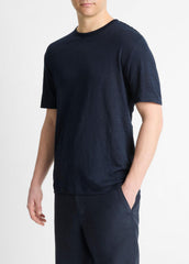 Linen Crew Neck T-Shirt in Short Sleeve | VINCE Men