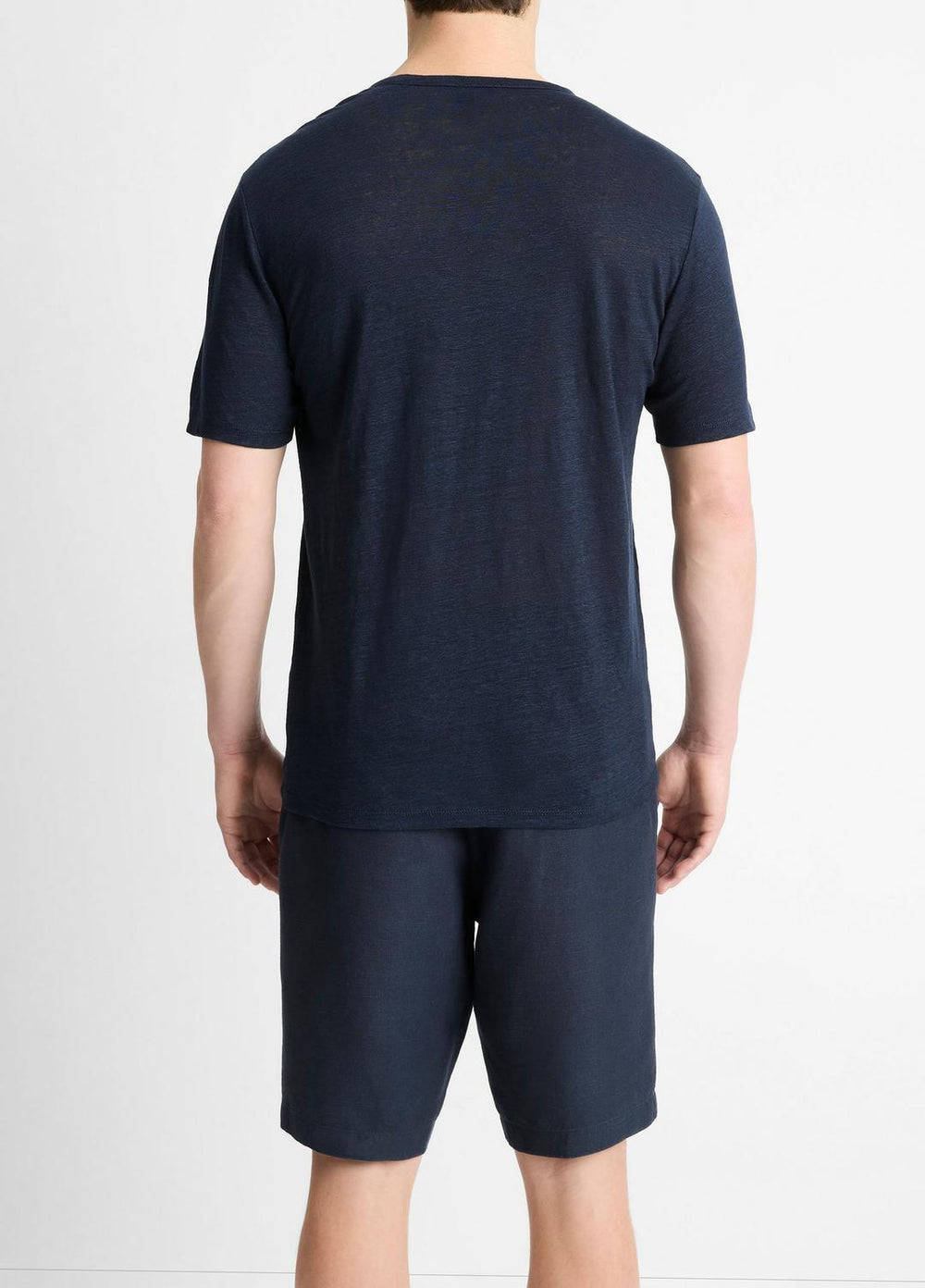 Linen Crew Neck T-Shirt in Short Sleeve | VINCE Men
