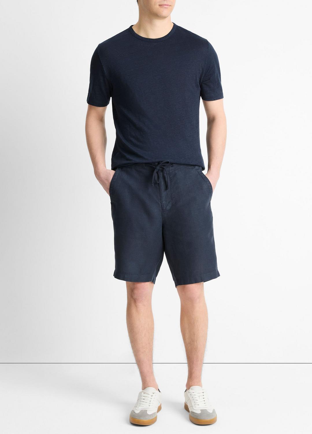 Linen Crew Neck T-Shirt in Short Sleeve | VINCE Men