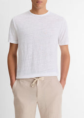 Linen Crew Neck T-Shirt in Short Sleeve | VINCE Men