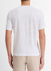Linen Crew Neck T-Shirt in Short Sleeve | VINCE Men