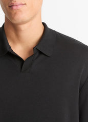 Milano Pima Cotton-Blend Johnny-Collar Shirt in Long Sleeve | VINCE Men