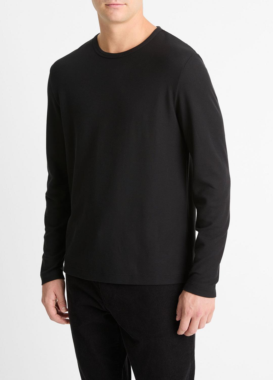Pima Cotton Piqué Long-Sleeve T-Shirt in Long Sleeve | VINCE Men