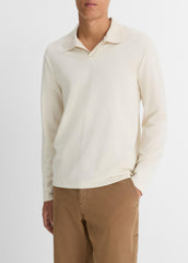 Milano Pima Cotton-Blend Johnny-Collar Shirt in Long Sleeve | VINCE Men