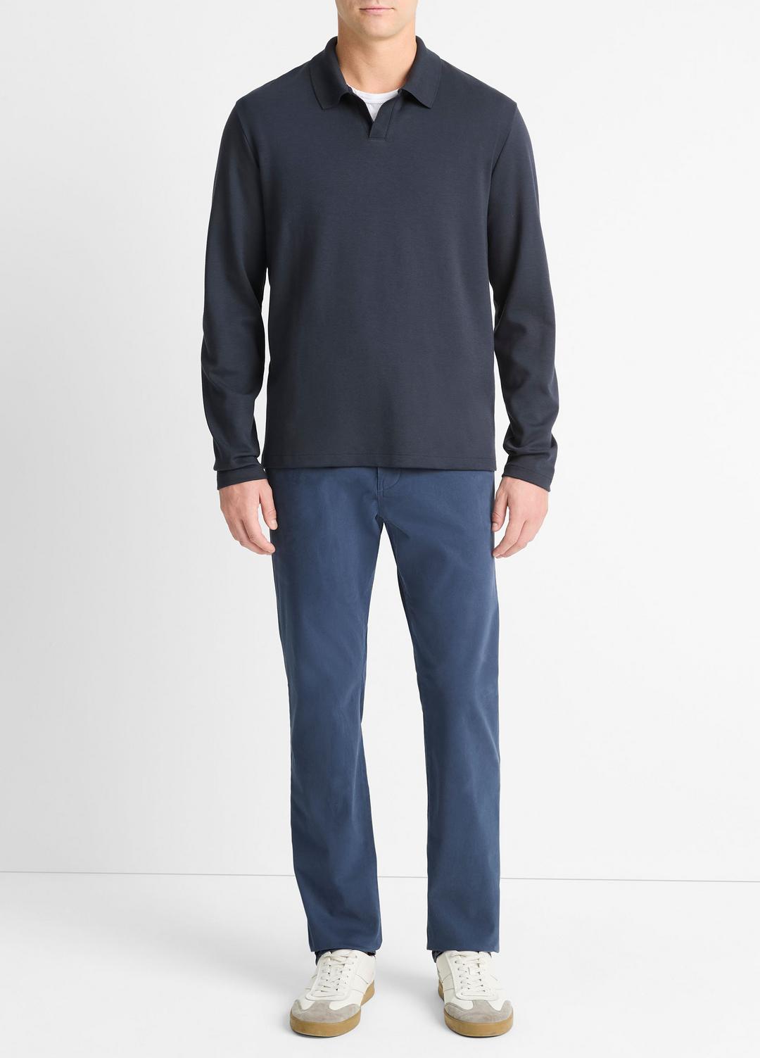 Milano Pima Cotton-Blend Johnny-Collar Shirt in Long Sleeve | VINCE Men
