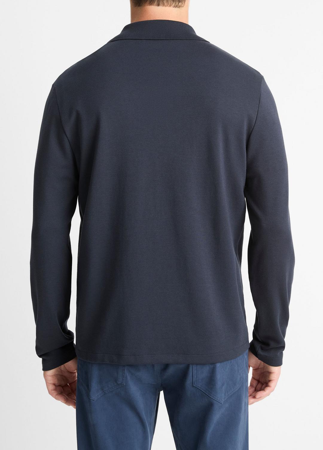 Milano Pima Cotton-Blend Johnny-Collar Shirt in Long Sleeve | VINCE Men
