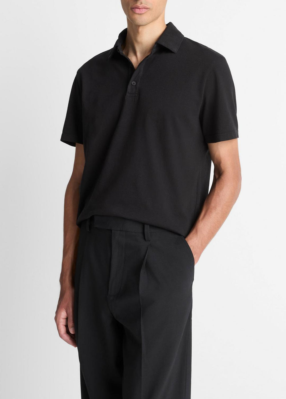 Garment Dye Cotton Polo Shirt in Short Sleeve | VINCE Men