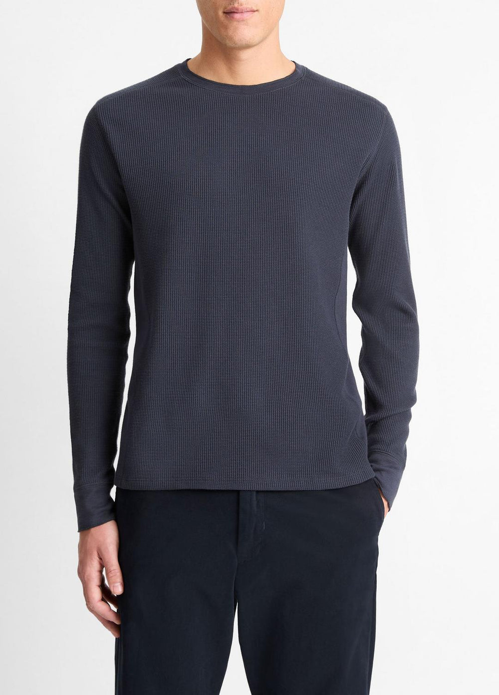 Pima Cotton-Blend Thermal Long-Sleeve Pullover in Long Sleeve | VINCE Men