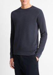 Pima Cotton-Blend Thermal Long-Sleeve Pullover in Long Sleeve | VINCE Men