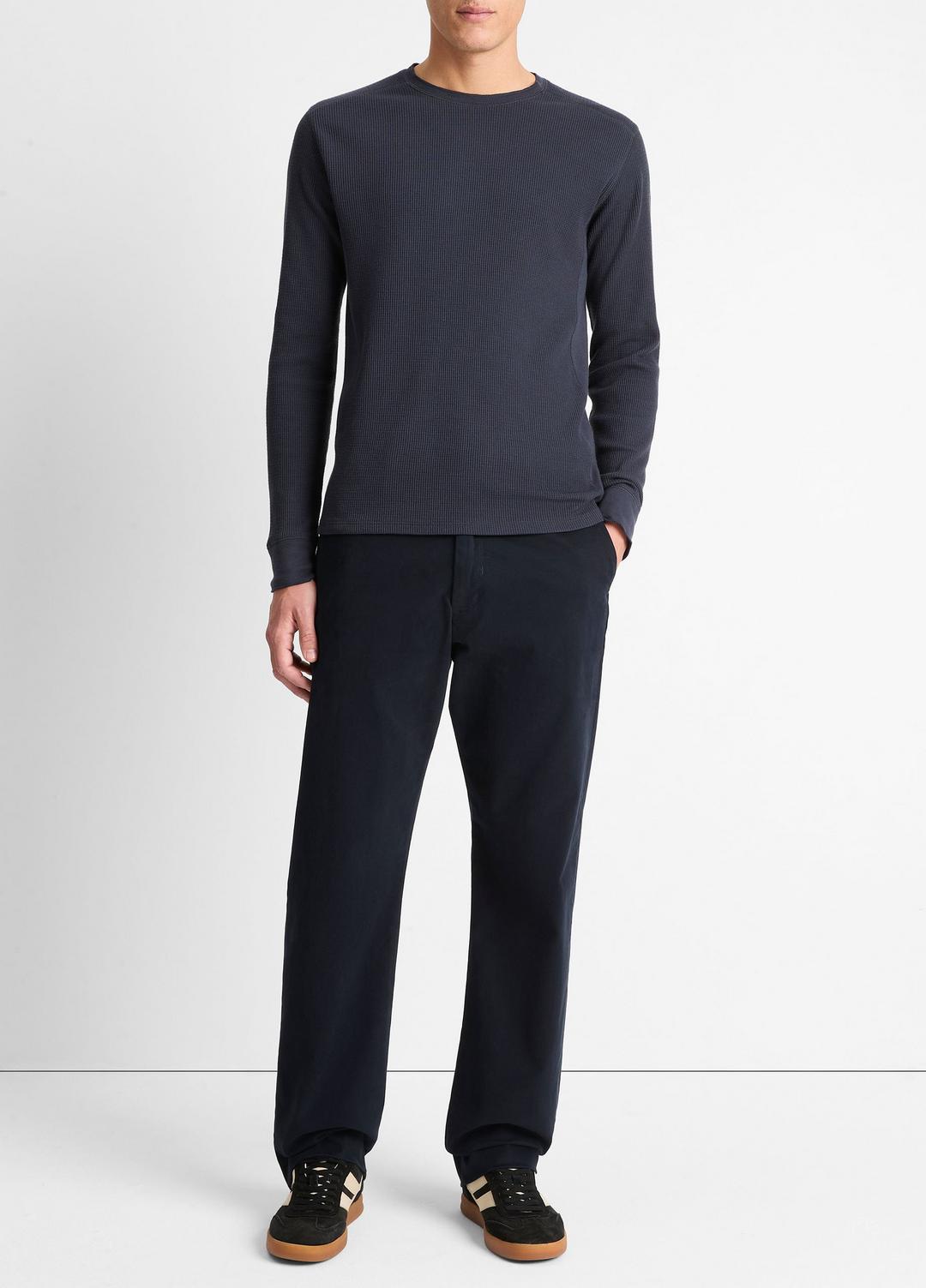 Pima Cotton-Blend Thermal Long-Sleeve Pullover in Long Sleeve | VINCE Men