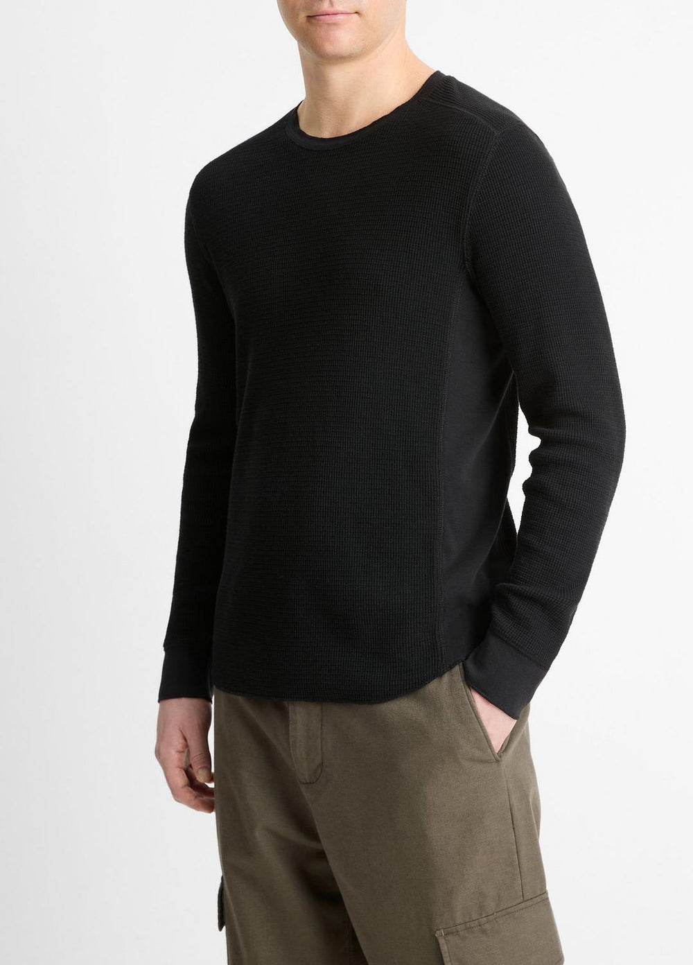 Pima Cotton-Blend Thermal Long-Sleeve Pullover in Long Sleeve | VINCE Men