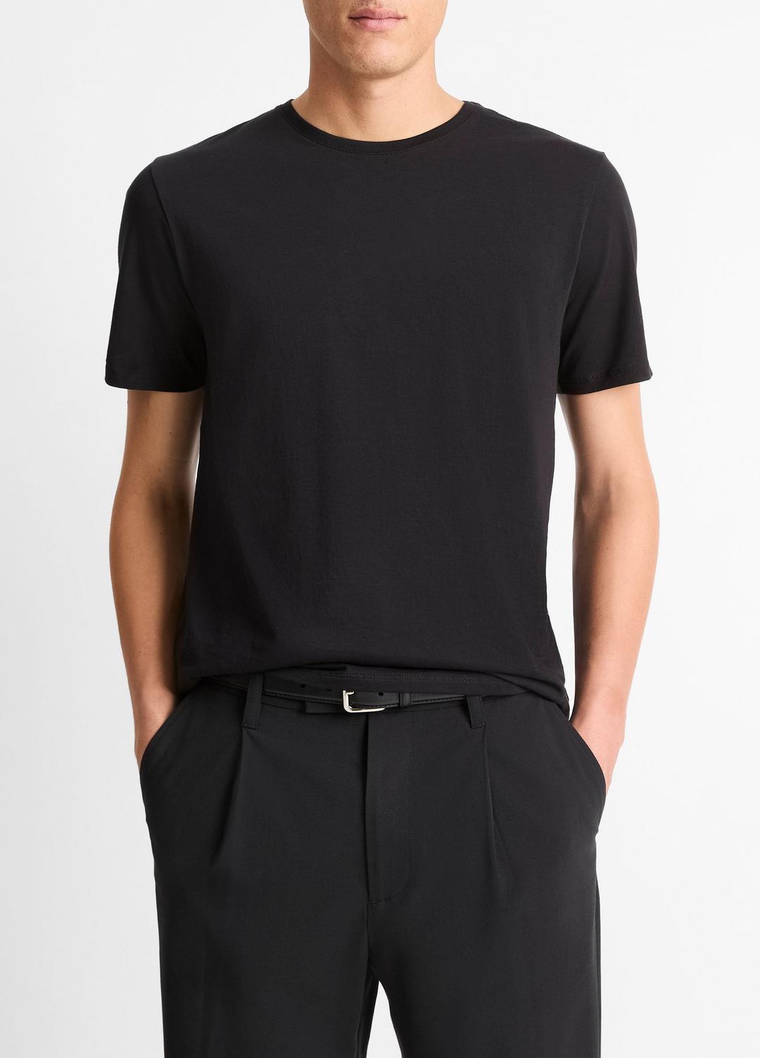 Pima Cotton Crew Neck T-Shirt in Short Sleeve | VINCE Men