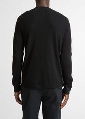 Jacquard-Rib Cotton Henley in Long Sleeve | VINCE Men