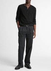 Jacquard-Rib Cotton Henley in Long Sleeve | VINCE Men