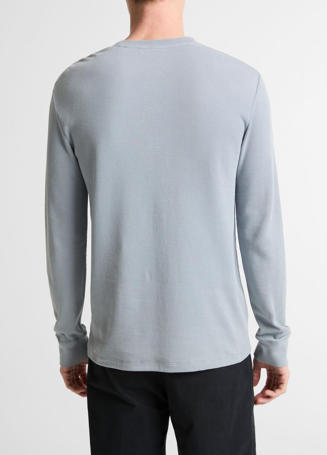 Jacquard-Rib Cotton Henley in Long Sleeve | VINCE Men