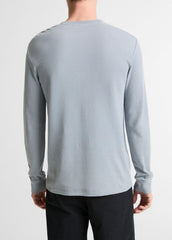 Jacquard-Rib Cotton Henley in Long Sleeve | VINCE Men