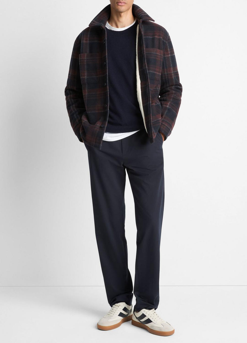 Sherpa-Lined Plaid Shirt Jacket in Shirt Jackets | VINCE Men