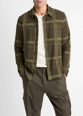 Plaid Cotton-Blend Shirt Jacket in Shirt Jackets | VINCE Men