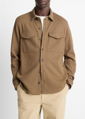 Double-Knit Cotton-Blend Piqué Shirt Jacket in Shirt Jackets | VINCE Men