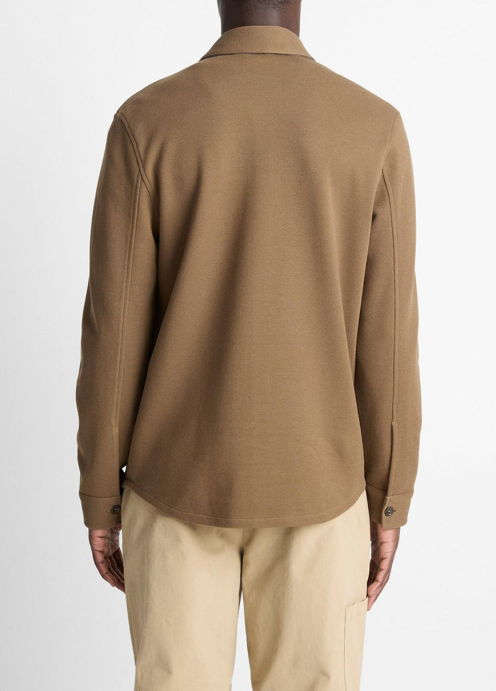 Double-Knit Cotton-Blend Piqué Shirt Jacket in Shirt Jackets | VINCE Men