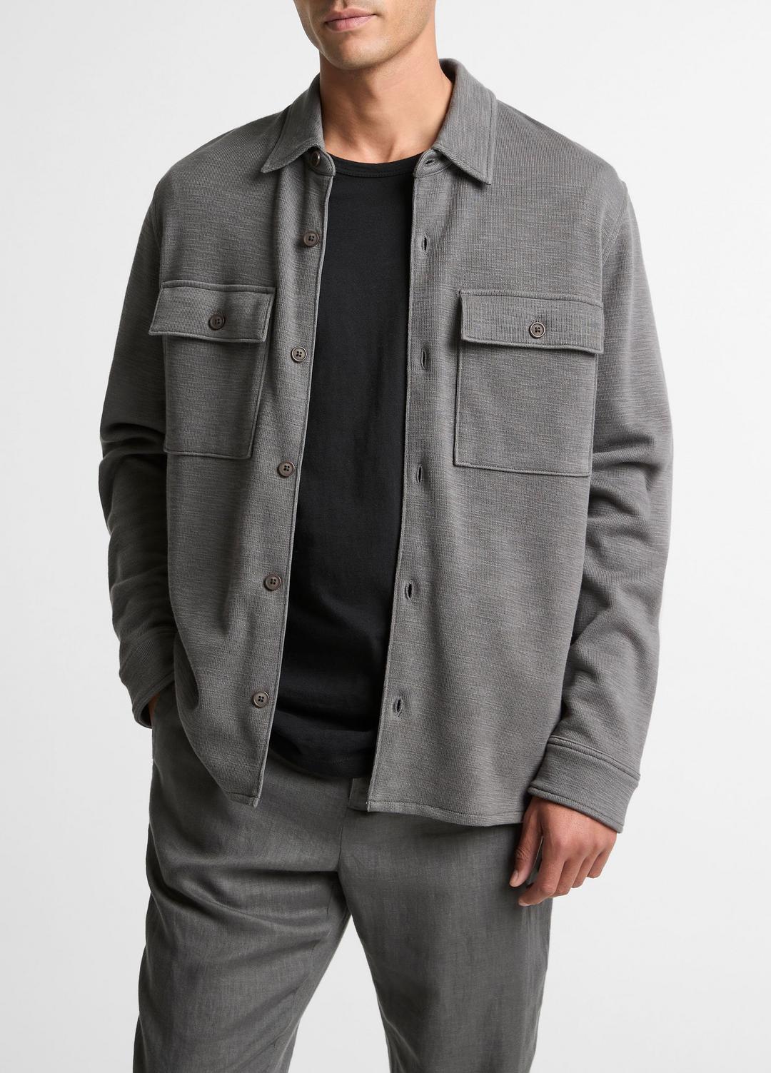 Double-Slub Cotton-Blend Shirt Jacket in Jackets | VINCE Men