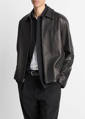Leather Zip-Up Jacket in Leather Jackets | VINCE Men