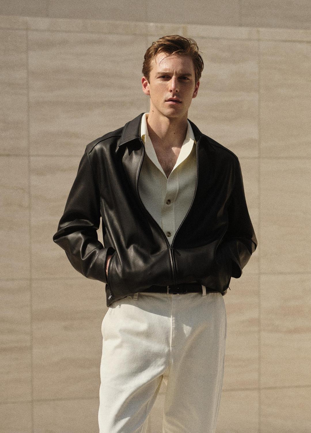 Leather Zip-Up Jacket in Leather Jackets | VINCE Men