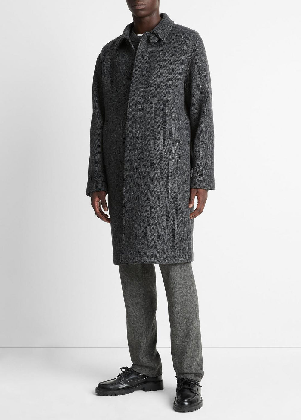 Italian Wool-Blend Balmacaan Coat in Coats | VINCE Men