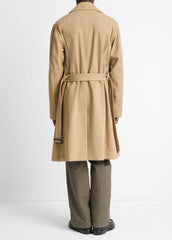 Italian Cotton Double-Breasted Trench Coat in Coats | VINCE Men