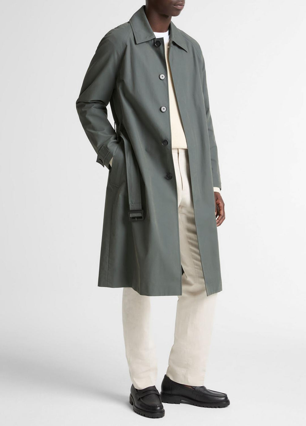 Cotton-Blend Single-Breasted Trench Coat in Coats | VINCE Men