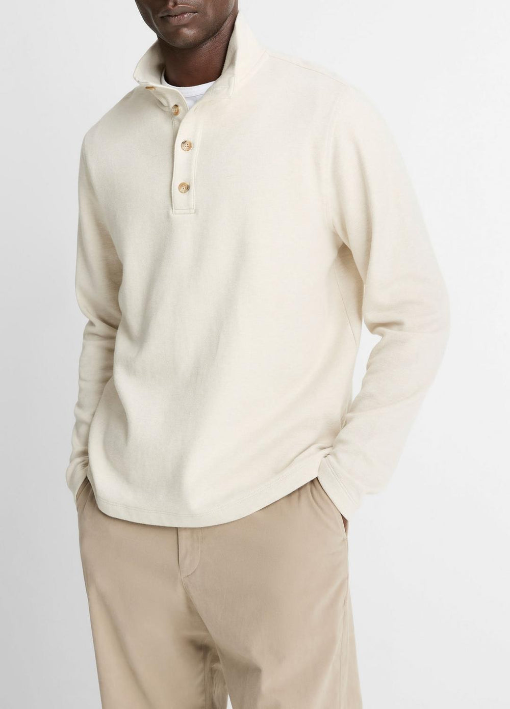Cotton Button Mock-Neck Pullover in Sweatshirts & Hoodies | VINCE Men