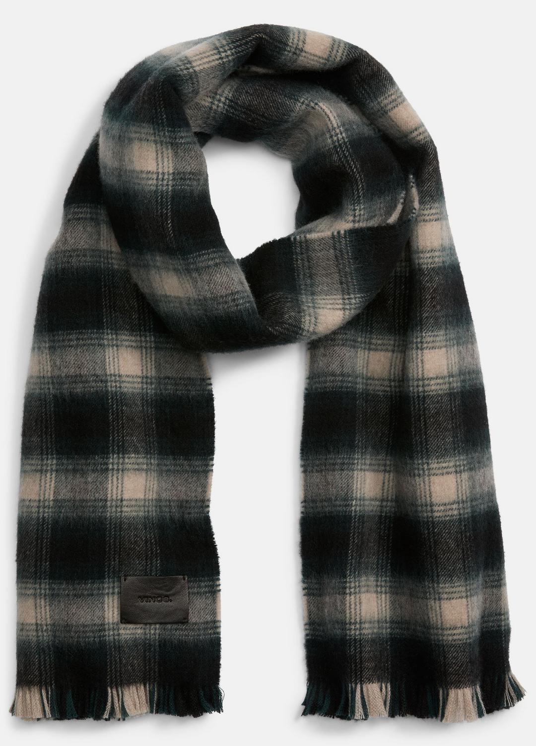 Brushed Plaid Wool Scarf in Scarves & Hats | VINCE Men