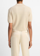 Ribbed Silk-Cotton Polo Sweater in Sweaters | VINCE Sale