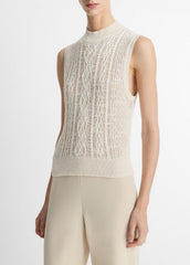 Cable Cotton-Blend Double-Layer Shell in Sweaters | VINCE Sale