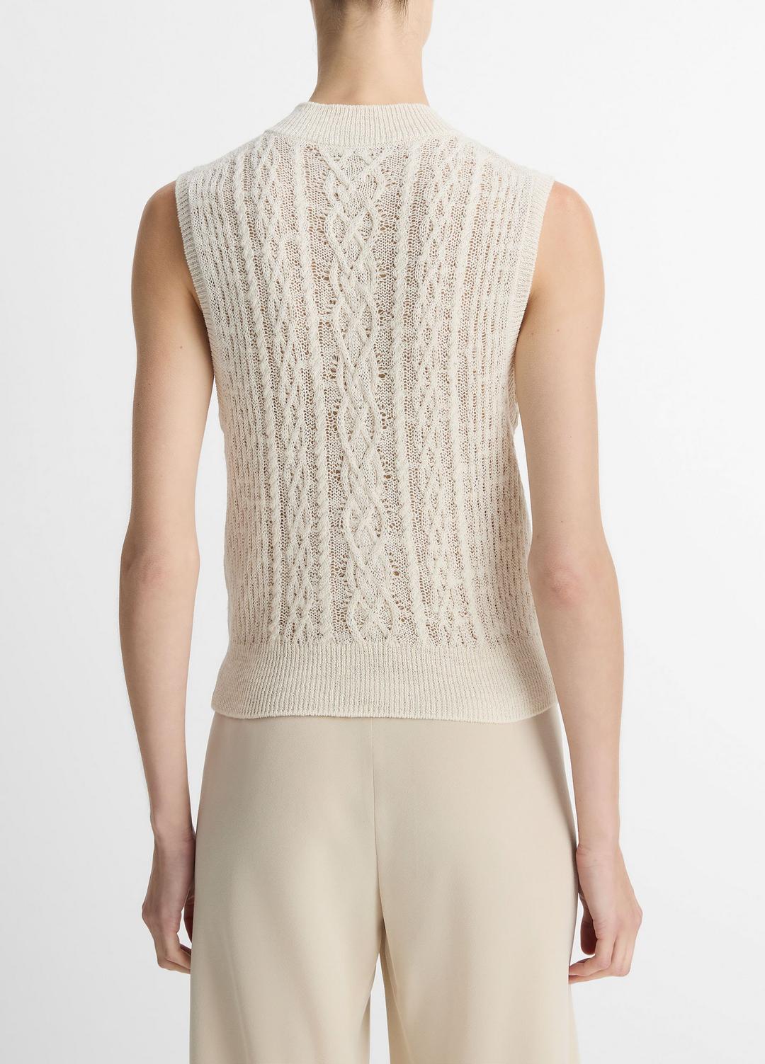 Cable Cotton-Blend Double-Layer Shell in Sweaters | VINCE Sale