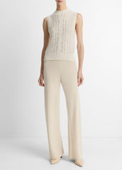 Cable Cotton-Blend Double-Layer Shell in Sweaters | VINCE Sale