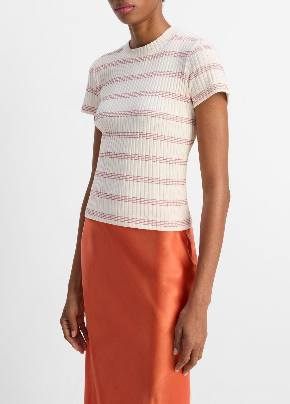 Striped Ribbed Cotton-Blend Top in Shirts & Tees | VINCE Sale