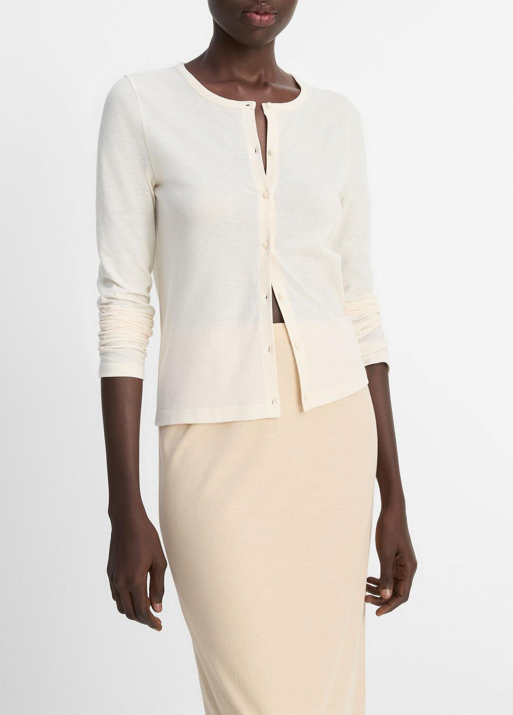 Cotton Crepe Jersey Cardigan in Shirts & Tees | VINCE Sale