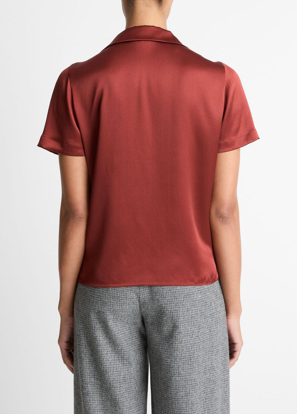 Silk Short-Sleeve Button-Front Shirt in Shirts & Tees | VINCE Sale