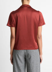 Silk Short-Sleeve Button-Front Shirt in Shirts & Tees | VINCE Sale