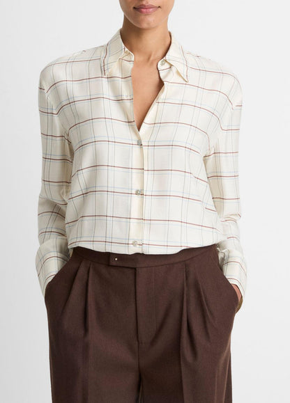 Checked Plaid Button-Front Shirt in Shirts & Tees | VINCE Sale