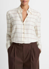 Checked Plaid Button-Front Shirt in Shirts & Tees | VINCE Sale