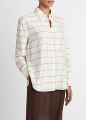 Checked Plaid Button-Front Shirt in Shirts & Tees | VINCE Sale