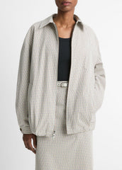 Gardener's Check Cotton Oversized Bomber Jacket in Jackets & Outerwear | VINCE Sale