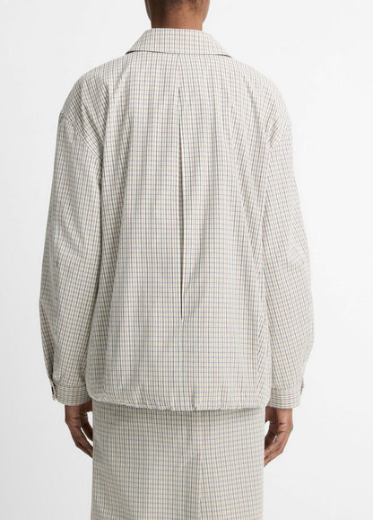 Gardener's Check Cotton Oversized Bomber Jacket in Jackets & Outerwear | VINCE Sale