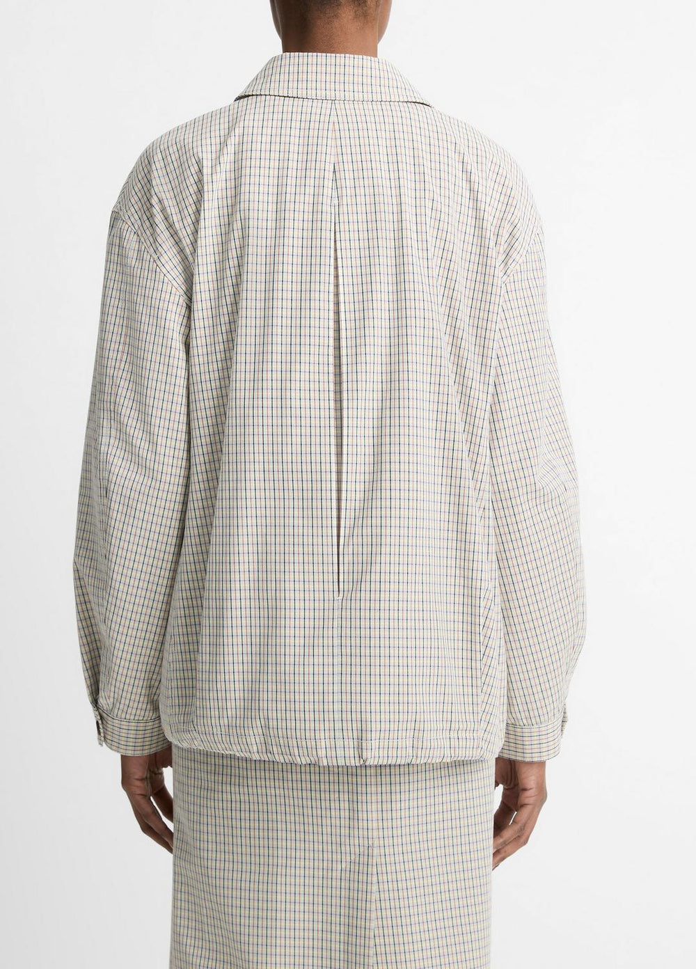 Gardener's Check Cotton Oversized Bomber Jacket in Jackets & Outerwear | VINCE Sale