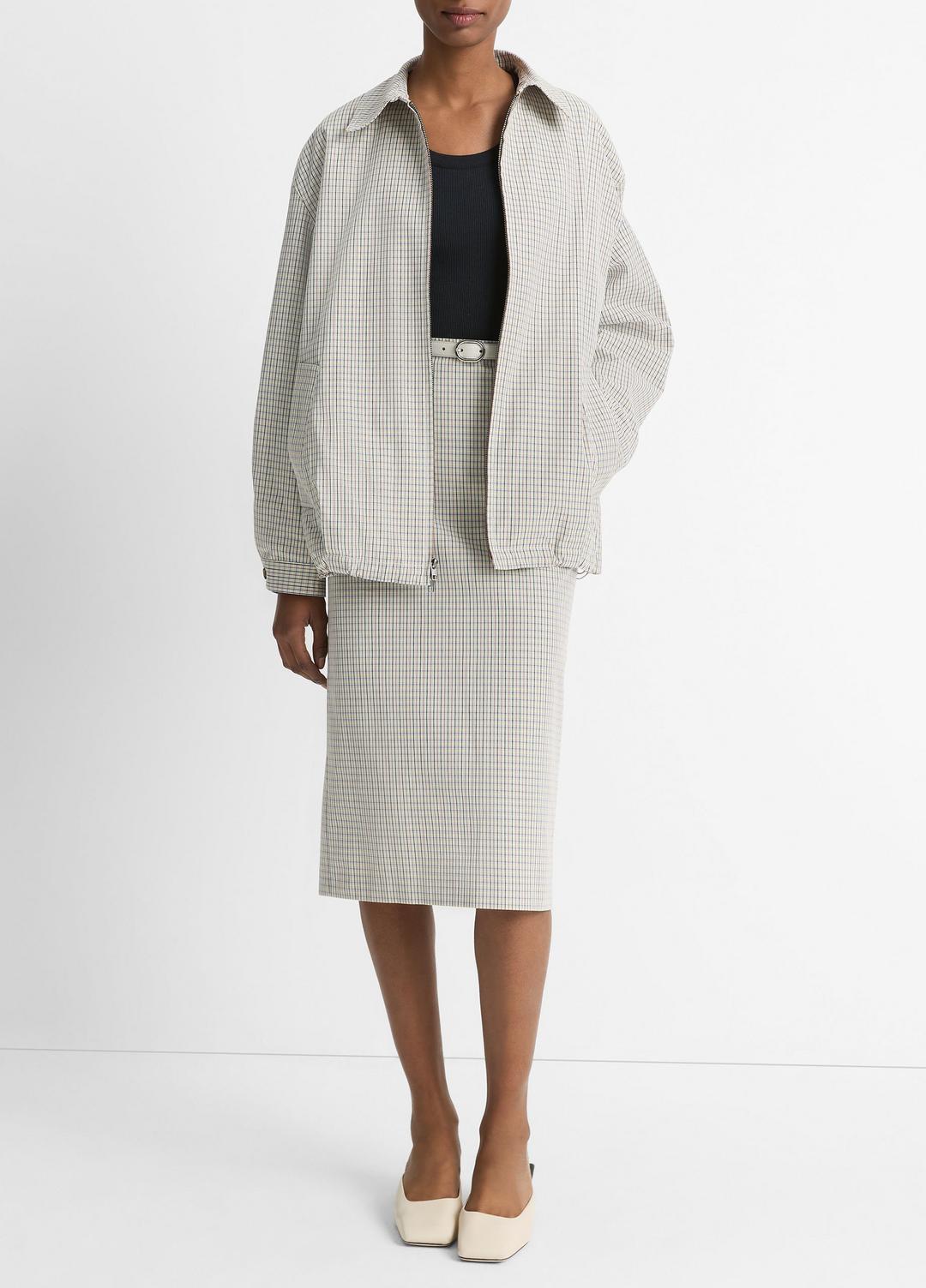 Gardener's Check Cotton Oversized Bomber Jacket in Jackets & Outerwear | VINCE Sale