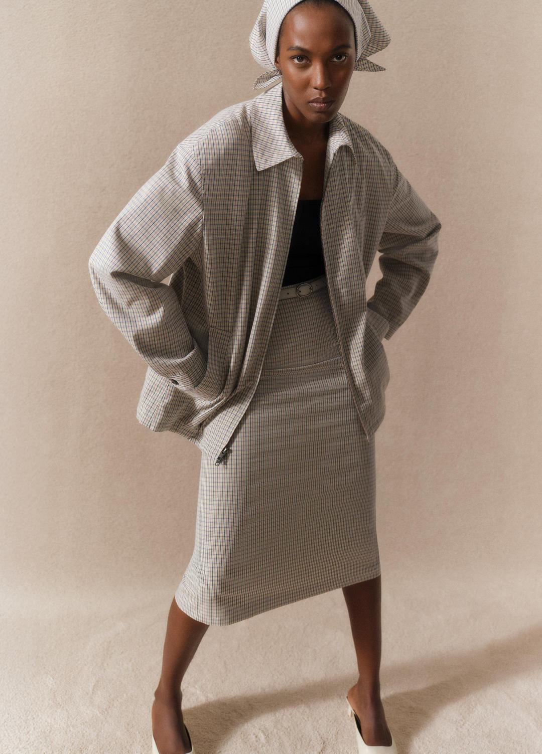 Gardener's Check Cotton Oversized Bomber Jacket in Jackets & Outerwear | VINCE Sale