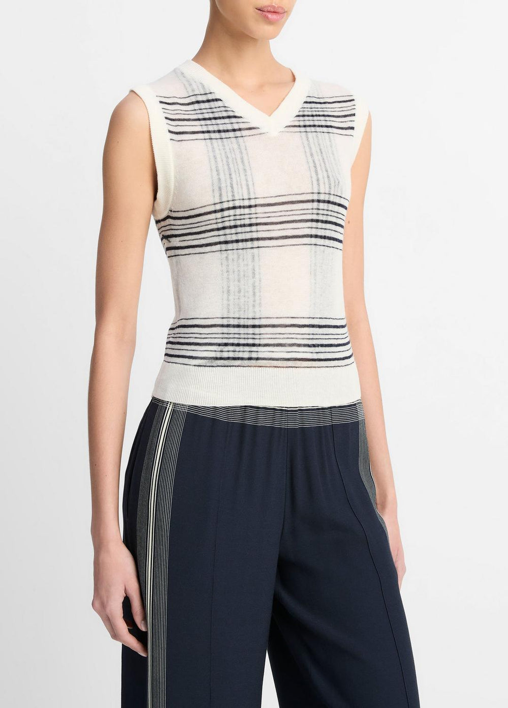 Featherweight Plaid Wool Sweater Vest in Sweaters | VINCE Sale