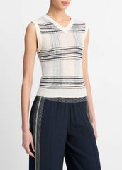 Featherweight Plaid Wool Sweater Vest in Sweaters | VINCE Sale